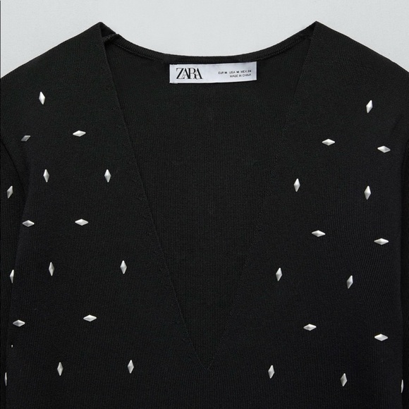 NEW Zara Black Studded Knitwear Bodysuit - Picture 5 of 5